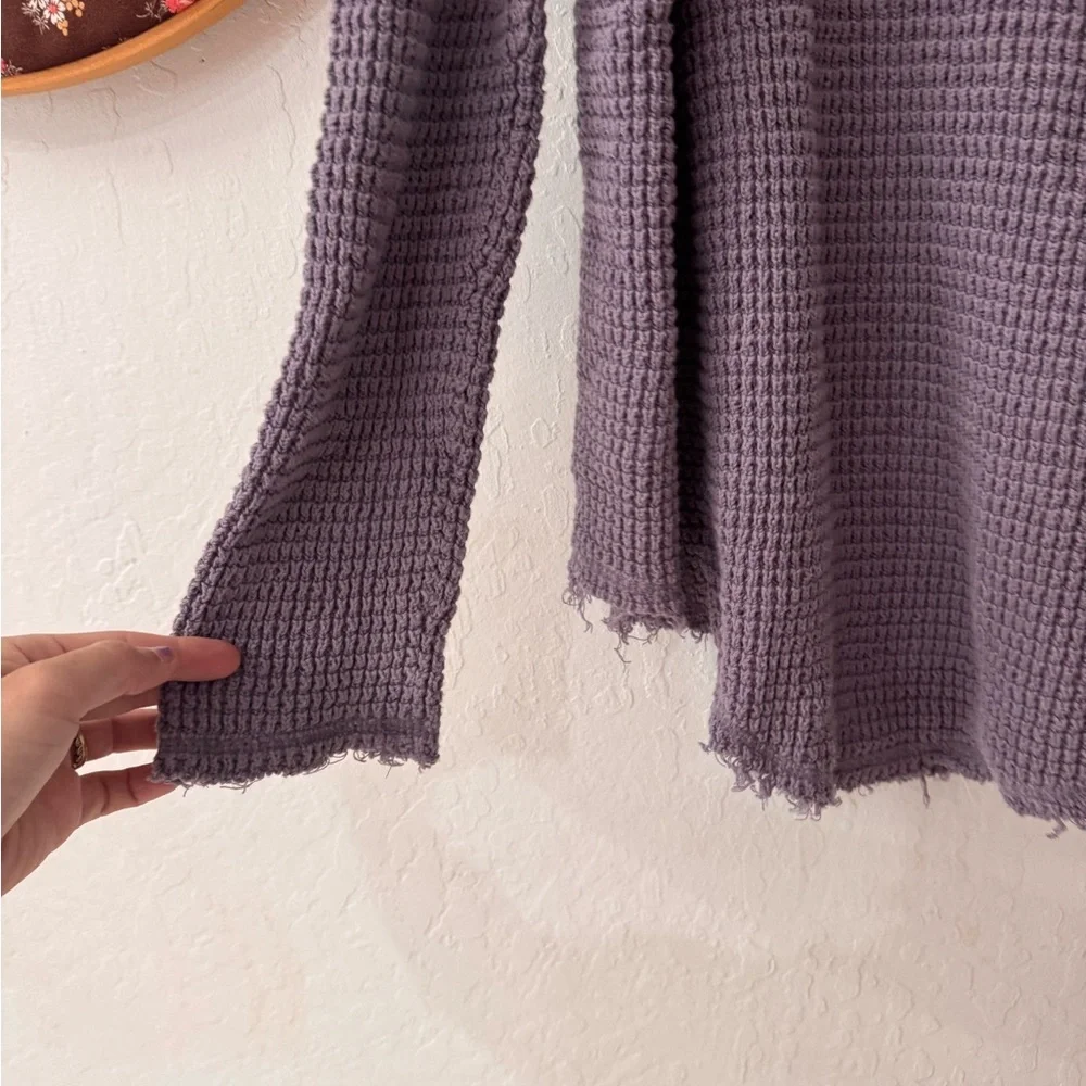 FREE PEOPLE Moonshine Cold Shoulder Waffle Sweater Purple sz S